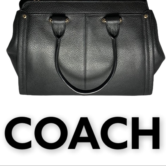 NWT COACH BLACK LEATHER SATCHEL WITH GOLD HARDWARE - Picture 2 of 14